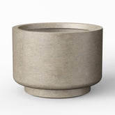 Kante front view of weathered concrete planter showing modern silhouette and durability