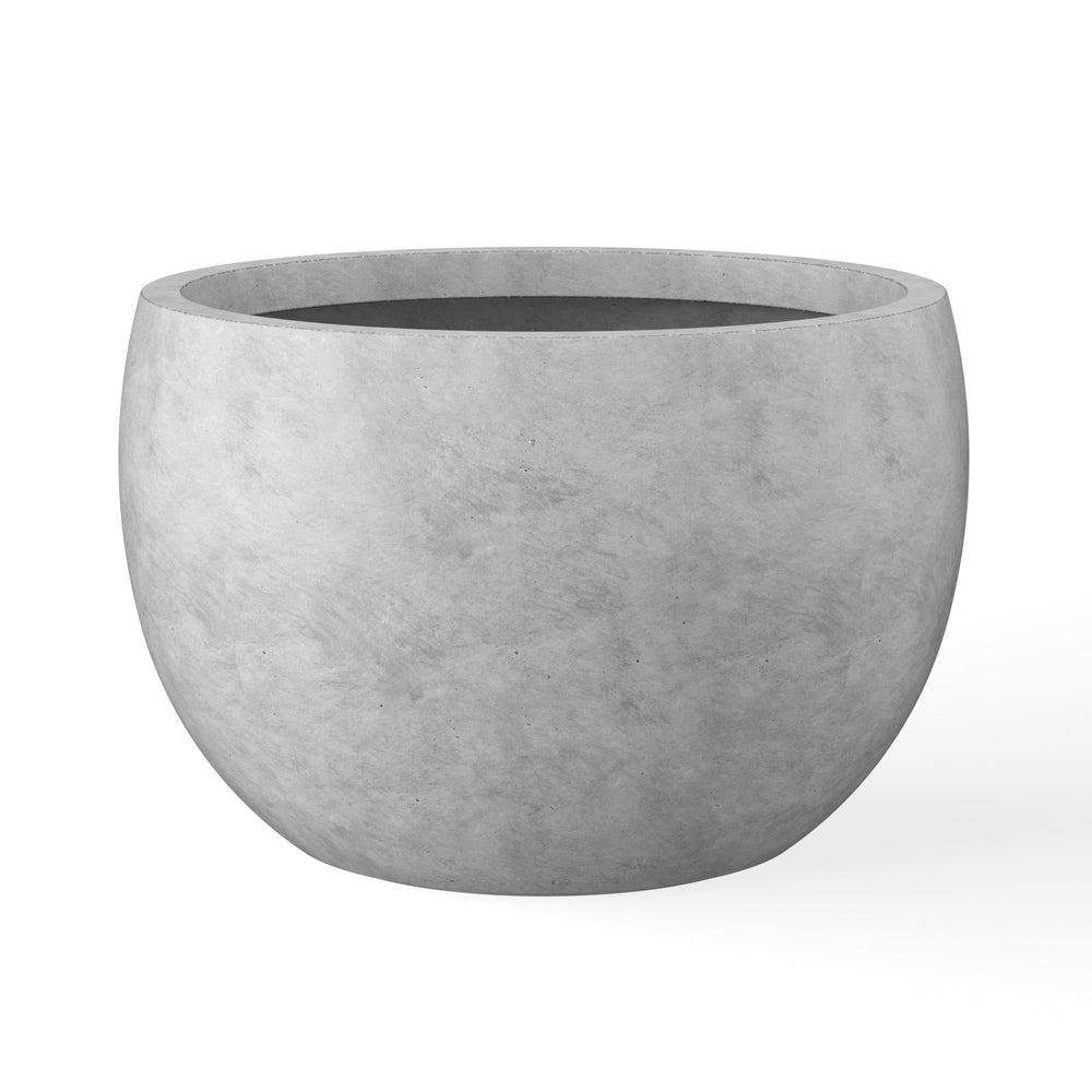 Kante front view of pale gray planter showing smooth modern profile and curb appeal