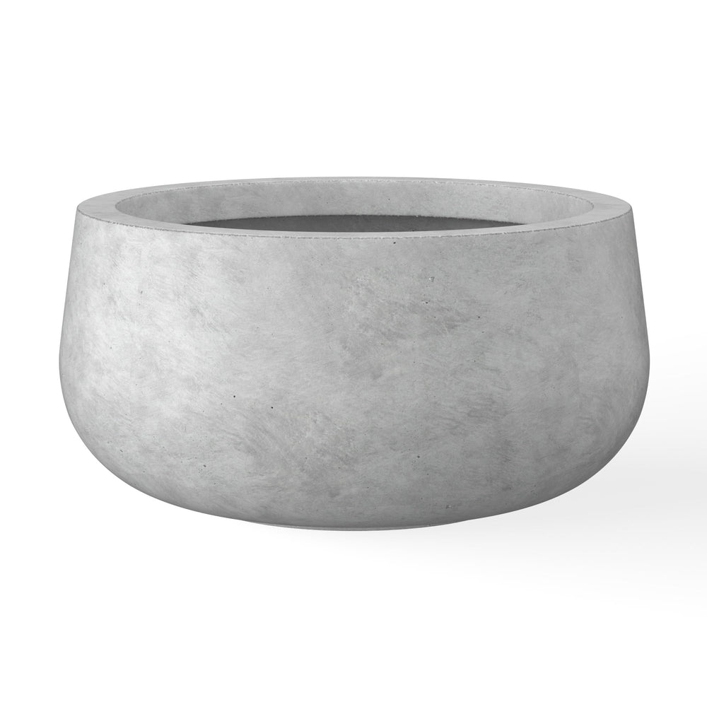 Kante front view of 20-inch pale gray planter showing modern shape and proportions