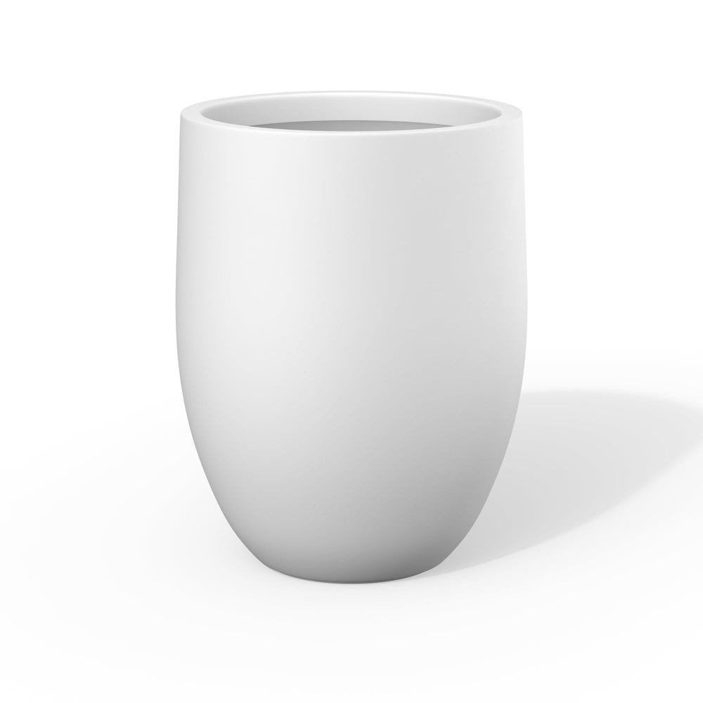 Kante front view of white concrete planter showcasing modern silhouette and curb appeal