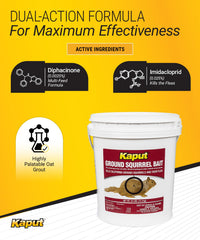 Kaput bait granules close-up showing texture and attractant benefit