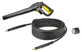 Kärcher front view of hose and spray gun combo showing OEM fit and fast setup