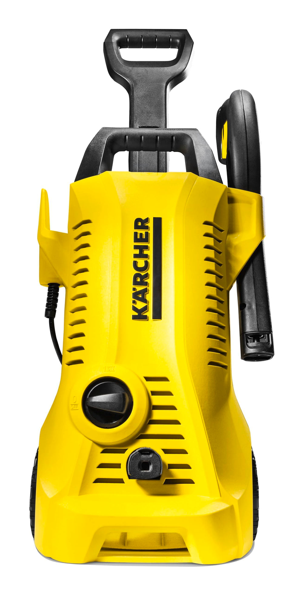 Kärcher K2 front view showing compact housing and control for easy storage