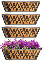 Karlliu front view of four 16-inch planter boxes showing neat flower display and curb appeal