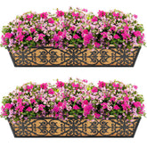 Karlliu front view of 30-inch planter showing neat flower display and curb appeal