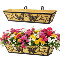 Karlliu front view of two 24-inch planters showing decorative butterfly design and neat finish