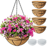 Karlliu hanging planter front view showing powder-coated wire frame and liner for durable display