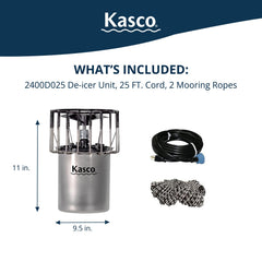 Kasco de-icer close-up propeller showing efficient water flow benefit