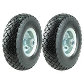 KASTFORCE front view of twin 10-inch solid rubber wheels showing ready replacement