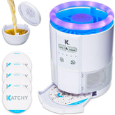 KATCHY front view showing sleek white housing and ring light, discreet insect control benefit