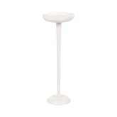 Kate and Laurel Alessia front view showing white round top and pedestal, adds sculptural accent