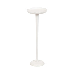 Kate and Laurel Alessia front view showing white round top and pedestal, adds sculptural accent