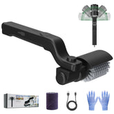 KAWBIYJ front view of electric grill brush showing ergonomic handle and controls, easy cleaning