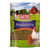Kaytee mealworms front packaging showing 2-pound bag and product name for easy storage