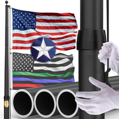 KBLOONG front view of 20ft flag pole showing sturdy base and finish for curb appeal