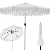 Kbrellaoutlets front view showing full 9FT canopy and scalloped trim for stylish shade
