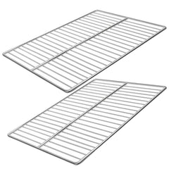 KEESHA front view of stainless grill grate showing full cooking surface and benefits