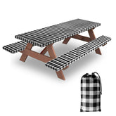 KENOBEE front view of 8ft picnic table cover showing full checkered fit and protection