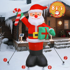 Kerithsoco Santa lit at night with LEDs providing bright, eye-catching yard illumination