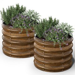 Kesfitt front view of round raised bed showing compact planting area and easy access