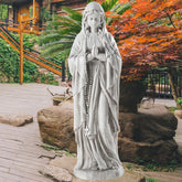 Keslecy front view of Virgin Mary statue showing serene pose and solid base