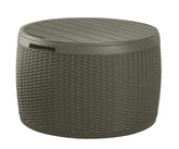 Keter Circa front view showing green rattan finish and compact storage benefit