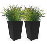 Keter graphite front view showing tall tapered planter and clean lines for modern styling