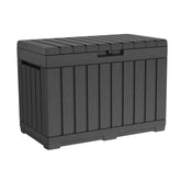 Keter Kentwood front view showing compact storage and neat outdoor benefit