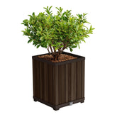 Keter Signature front view rosewood planter showing elegant square shape and curb appeal