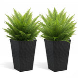 Keter front view of tall graphite planter showing sculpted stone look and curb appeal