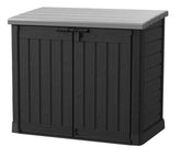 Keter front view of storage shed showing compact weatherproof storage benefit