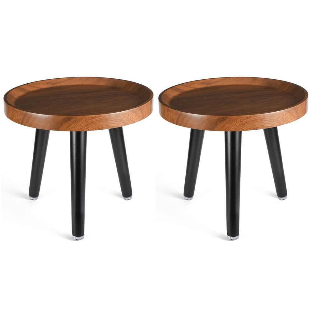 KGPLOME front view of walnut stand showing compact elevated design and stability