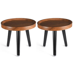 KGPLOME front view of walnut stand showing compact elevated design and stability