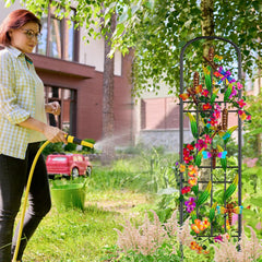 KHayRovies trellis staked in a planter, provides vertical support for container plants