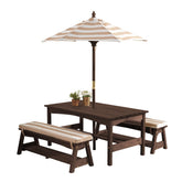 KidKraft full patio set front view showing durable outdoor seating and umbrella