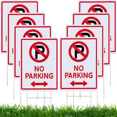 Kigley front view of eight no parking signs showing visibility benefit