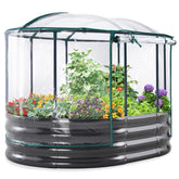 KING BIRD front view of oval planter showing protective cover and neat profile
