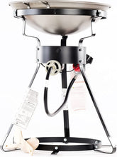 King Kooker front view showing cooker and included wok for versatile outdoor cooking