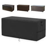 Kingling front view of 70-inch deck box cover protecting large storage box, keeps contents dry
