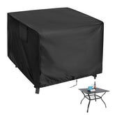 Kingling front view of cover on square table showing full protection benefit