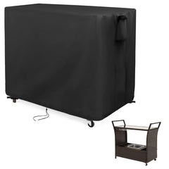 Kingling front view of cover fitted on wicker bar cart protecting from elements