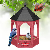 Kingsyard front view gazebo feeder showing open design and red roof benefit attracts birds