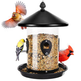 Kingsyard front view hanging feeder showing full seed capacity benefit