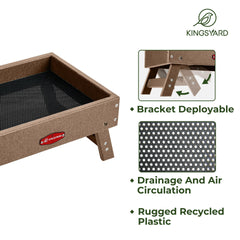 Kingsyard scale comparison with hand illustrating tray size and convenient capacity