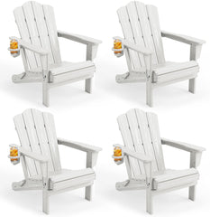 KINGYES front view of white Adirondack chair showing classic silhouette and comfort