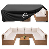 Kipiea front view of covered patio set protecting furniture
