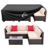 Kipiea front view of cover protecting table set, shows full coverage benefit