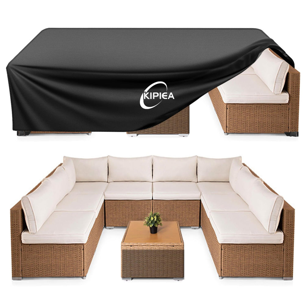 Kipiea front view showing full cover protecting a patio set for weather defense