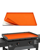 Kitchen Perfection front view on Blackstone griddle showing full coverage and protection