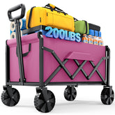 Kitsure wagon front view showing capacity and folded handle for easy loading